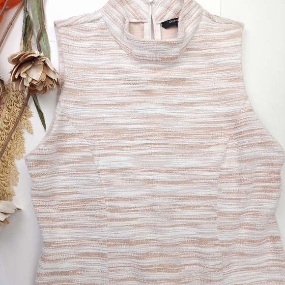 Sharagano White Beige Tweed  Dress Sz 14 - Picture 5 of 12
